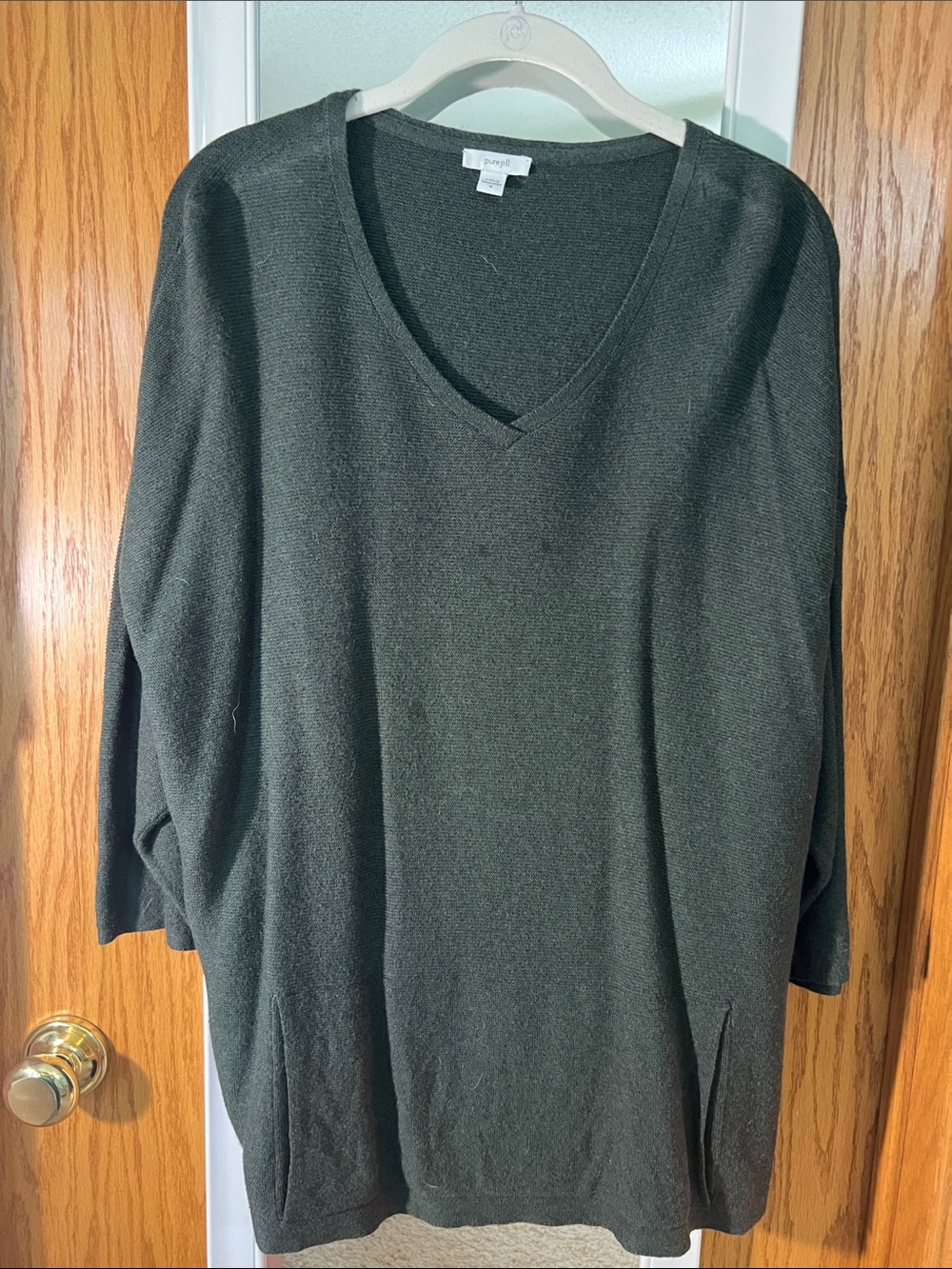J. Jill Dark Olive V-Neck Sweater
